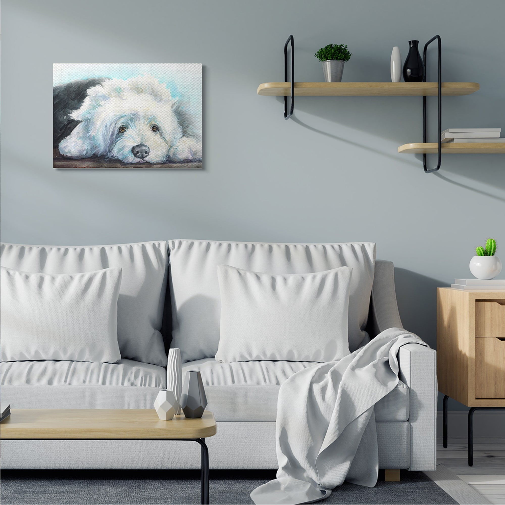Stupell Industries Fluffy Old English Sheepdog Puppy Resting Canvas Wall Art, 24 x 30, Design by George Dyachenko