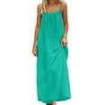 thumbnail image 3 of HAJWOH Summer Dresses for Women 2026 Backless Cami Dress for Women Backless Dresses Spaghetti Strap Flowy Maxi Dress Summer Casual Solid Color Sleeveless Dresses Green, 3 of 8
