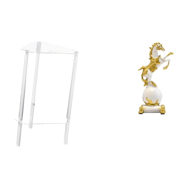 Mesita de noche,Mesa auxiliar de acrílico transparente,mesa auxiliar transparente de 2 niveles,Mesa pequeña de acrílico,mesita de noche pequeña,compacta,Figura de escritorio,Estante de