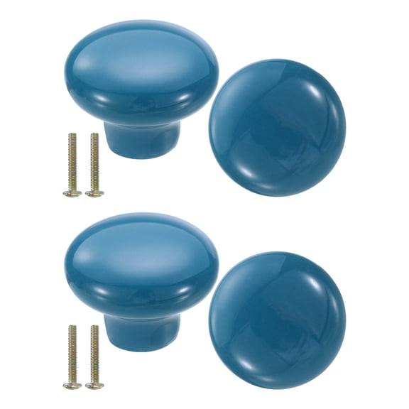 Uxcell 4 Packs Ceramic Drawer Knobs Round Dresser Pulls Handles, Blue