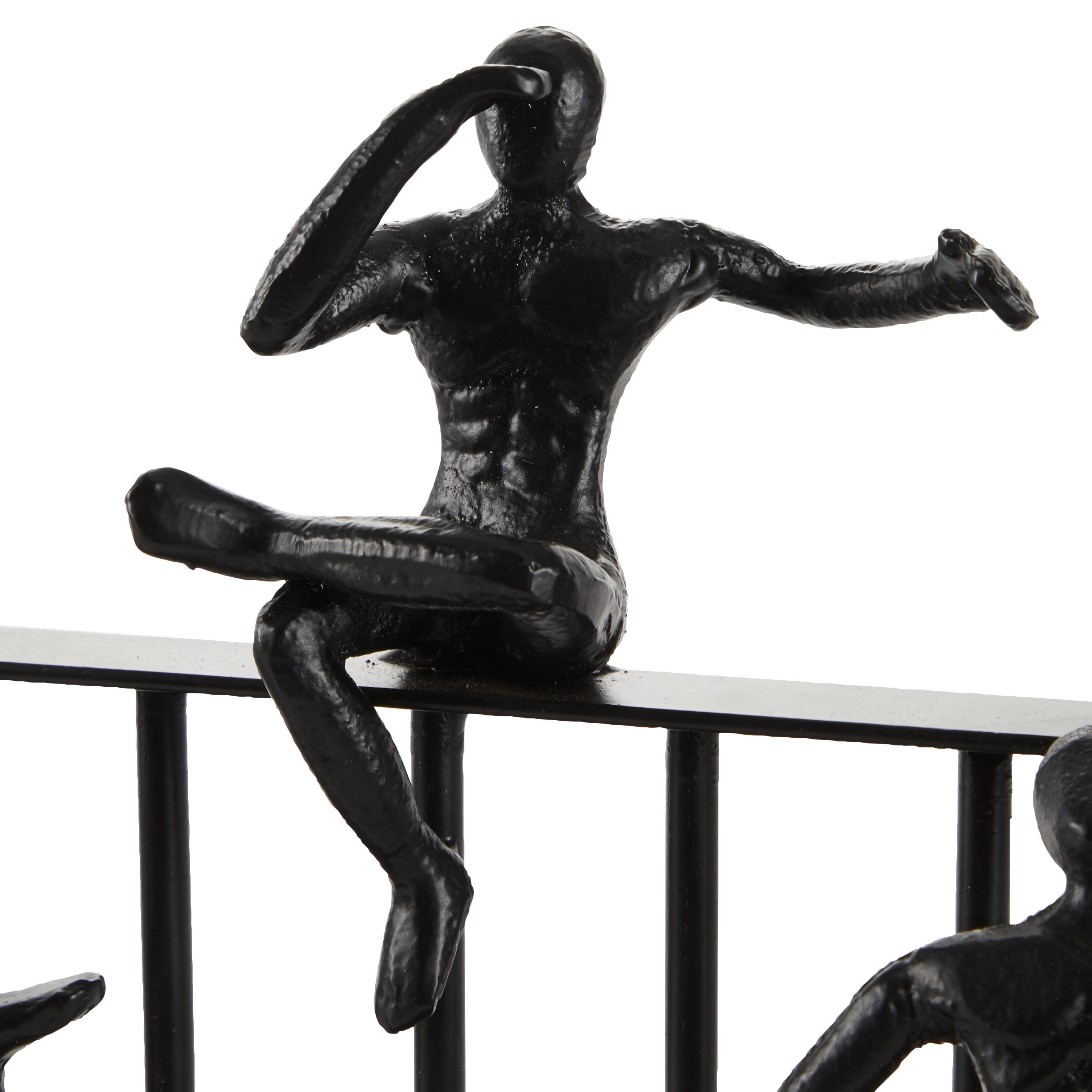 DecMode 14"W, 11"H Metal Contemporary People Sculpture, Black