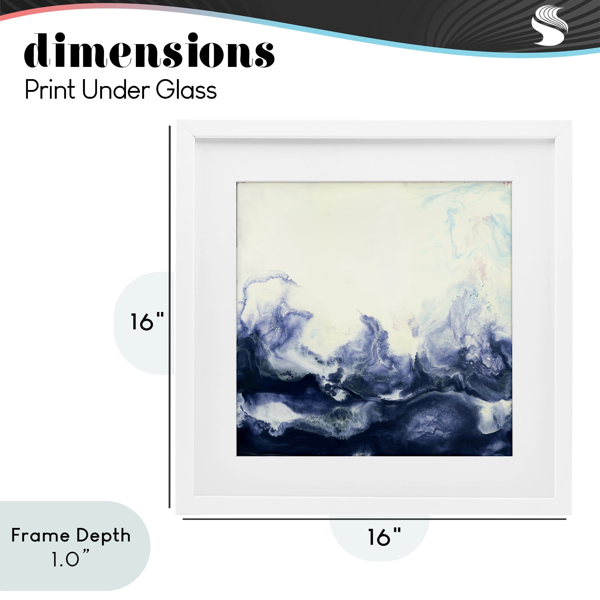 Stupell Industries Oceanic Fluid Swirl White Framed Print Under Glass, design by Laura Van Horne