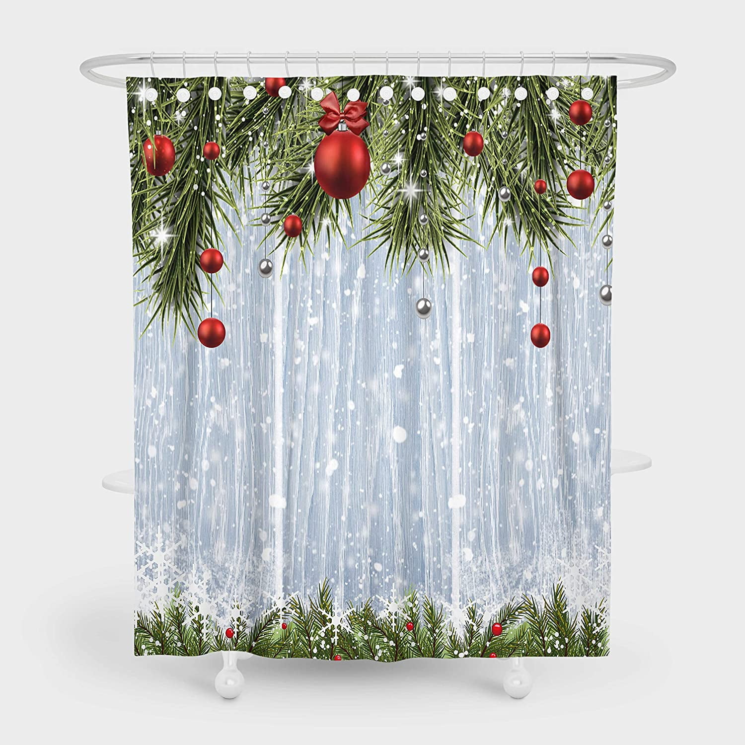 SPXUBZ 72x72 Winter Christmas Rustic Wood Shower Curtains for Merry