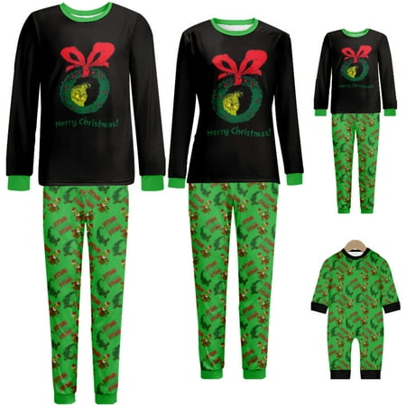 

Grinch Green Monster Graphic Home Pajamas Long Sleeve Mother Kids Outfit for Men/womens (Baby 70)