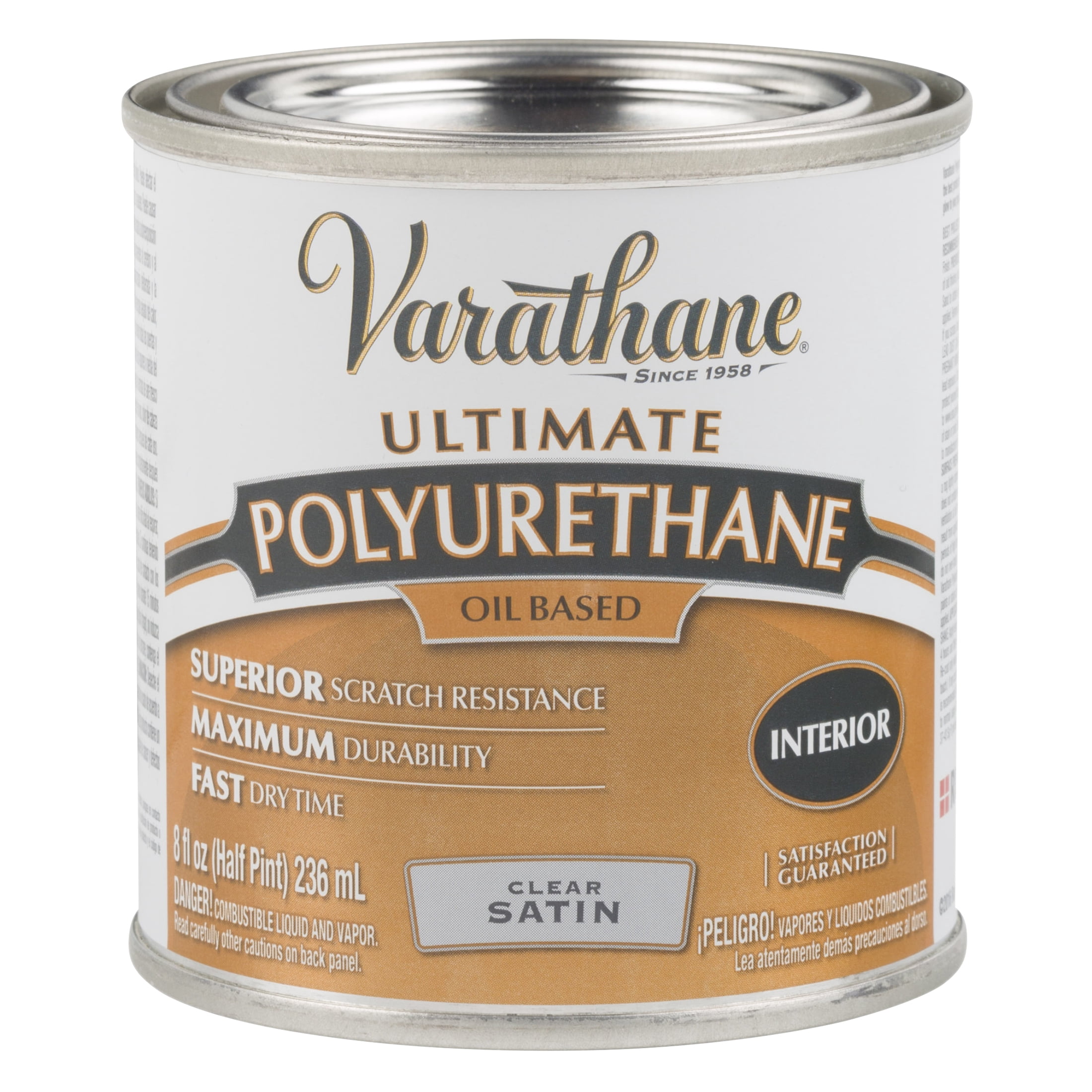 Clear, Varathane Satin Ultimate Polyurethane Oil-Based-9161H, Half Pint