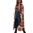 thumbnail image 4 of Qiylii Female Overcoat, Plaid Turn-Down Collar Long Sleeve Woolen Coat, 4 of 5