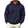 thumbnail image 3 of Yertdoel Hoodies for Men Solid Pullover Crew Neck Long Sleeve Sweatshirt Daily Fashion Casual Warm Hooded Tops with Pocket, 3 of 7