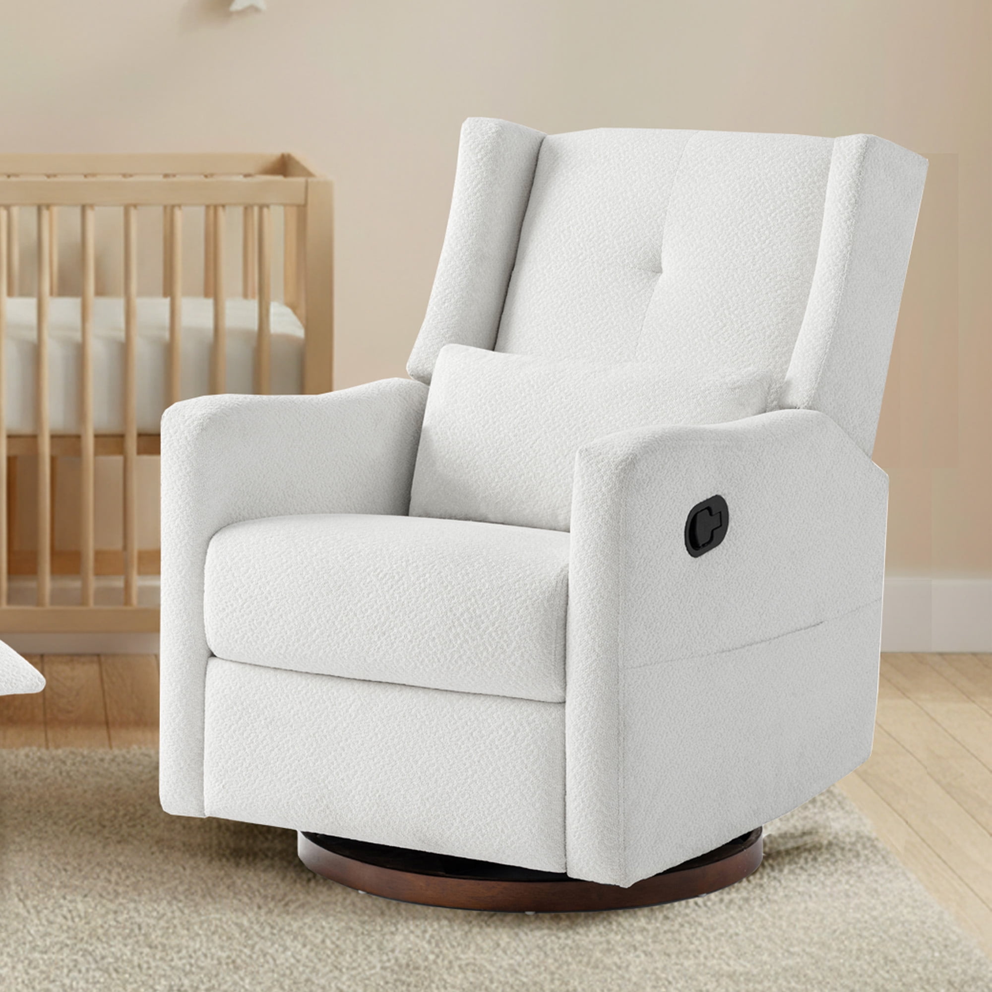 Spruce & Spring Manual Swivel Glider Recliner with Storage Pocket, Ivory