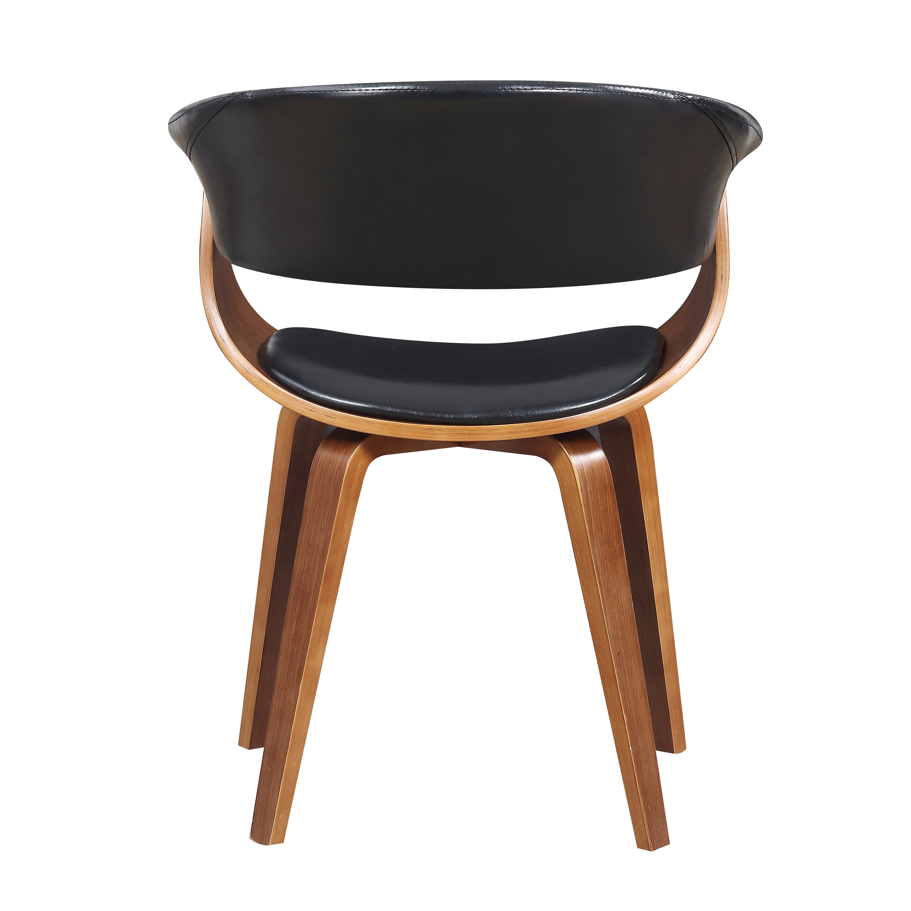Wood and Black Faux Leather Mid-Century 18-Inch Seat Height Dining Chair