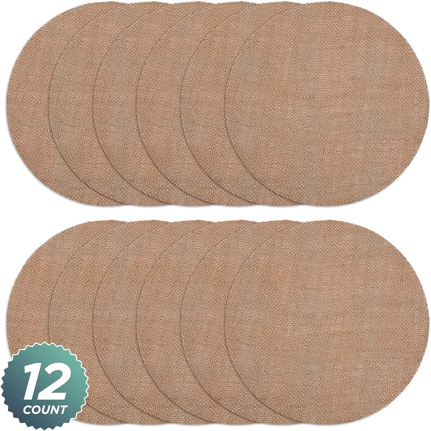 Rustic Burlap Round Placemats - 12" Diameter Burlap Circle Rustic Table Decorations (Set of 12) - Rustic Farmhouse Table Setting for Weddings, Dining & Event Decor