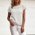 thumbnail image 6 of ClodeEU Women's Crewneck Short Sleeve Top with Cutout ,Casual Solid Color Summer Blouse White,Women's Plus XXL, 6 of 7