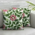 thumbnail image 3 of COMIO  Flower Decorative Throw Pillow Covers  Rose Floral Knit Pattern Luxury Cushion Case for Sofa Couch Living Room Bedroom Wedding Decor(Pink Flowers), 3 of 5