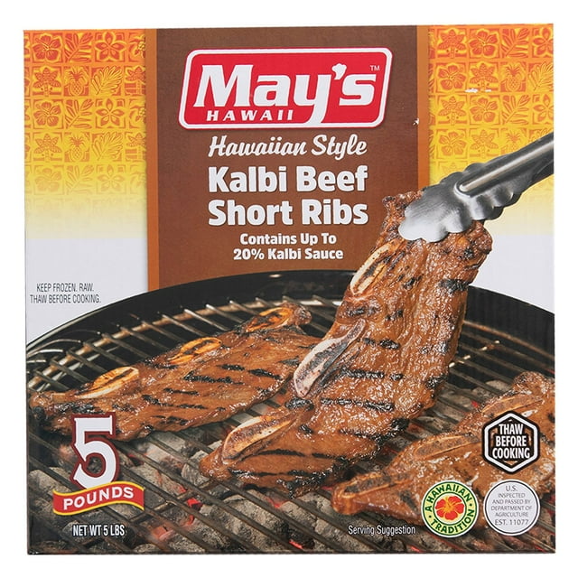 May's Hawaiian Style Kalbi Beef Short Ribs, Frozen, 5 lbs.