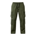 thumbnail image 4 of Guluxicc Cargo Pants for Men Elastic Waist Drawstring Trousers with Pockets Classic Fit Summer Outdoor Pants, 4 of 5