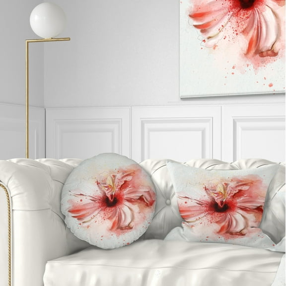 Designart Lovely Pink Watercolor Flower - Flowers Throw Pillowwork - 12x20