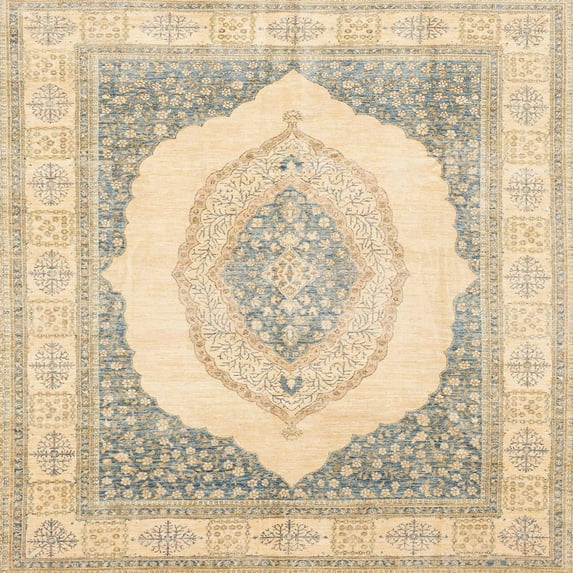 Ahgly Company Indoor Square Abstract Khaki Gold Abstract Area Rugs, 3' Square