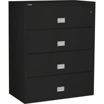 Phoenix Safe Lateral 44 inch 4-Drawer Fireproof File Cabinet with Key Lock, Water Seal, Black, LAT4W44B