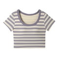 thumbnail image 4 of Girls Striped Shirts Kids Crop Tops, Tees for Girls with Chest Pads T-Shirts, Summer T-Shirt Teen Girl T Shirts, Teen Girls Tshirts(14-19 Years Old), 4 of 8