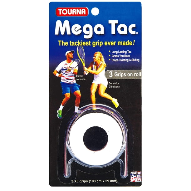 Tourna Mega Tac Overgrip Extra Pegajoso, 3 Grips por Paquete, Blanco