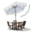 thumbnail image 6 of JONATHAN Y Collins 9 ft. Market Patio Umbrella, Classic Cottage Fringe Tassel, with Auto-Tilt Crank, Wind Vent and UV Protection, Blue/White/Cream, Dark Brown Pole, 6 of 10