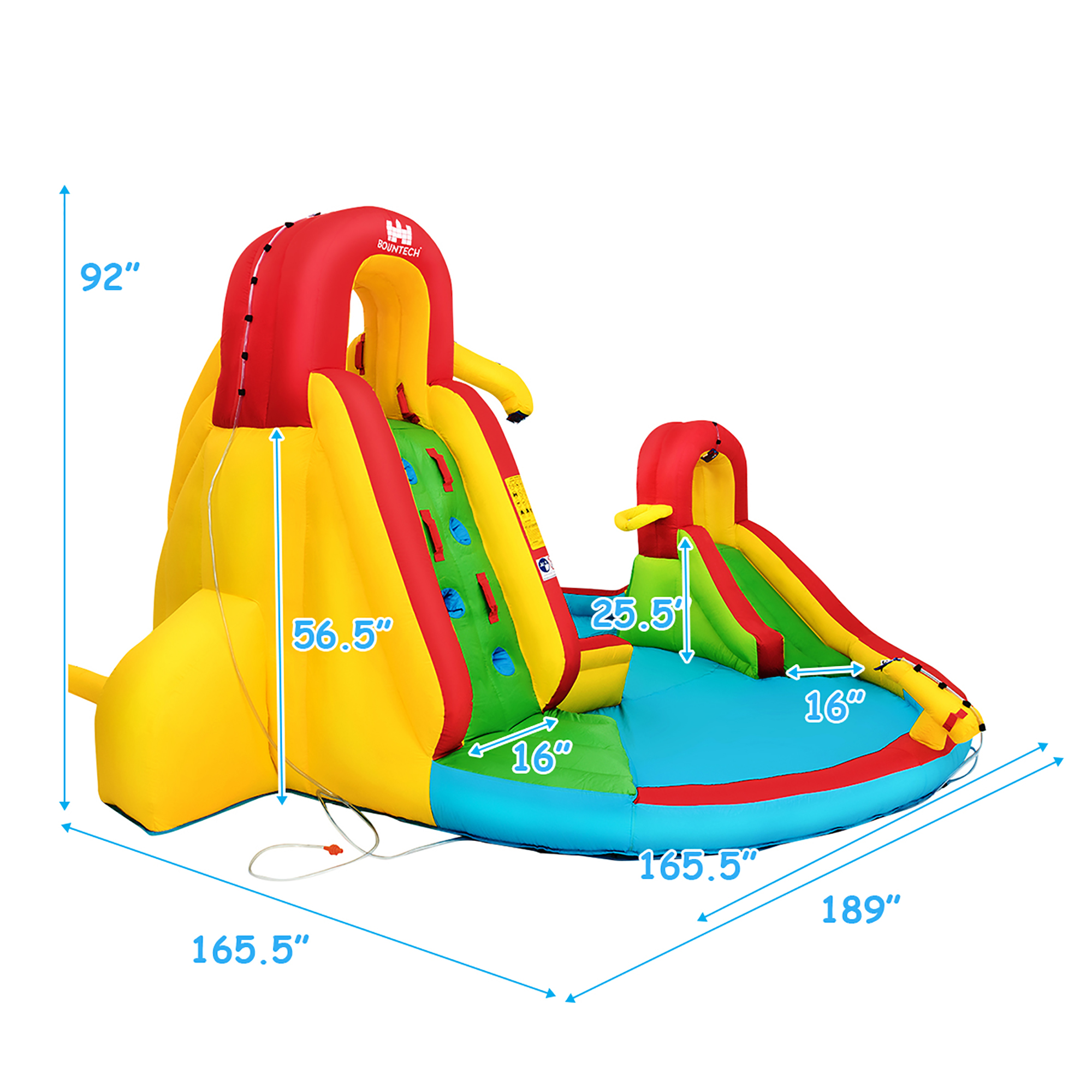 Costway Kids Inflatable Water Slide Bounce Park Splash Pool with Water Cannon & 550W Blower