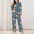 thumbnail image 3 of Junzan French Bulldog Yoga Print Womens Pajama Sets,Long Sleeve Button Down For Women Pjs 2 Piece, 3 of 9