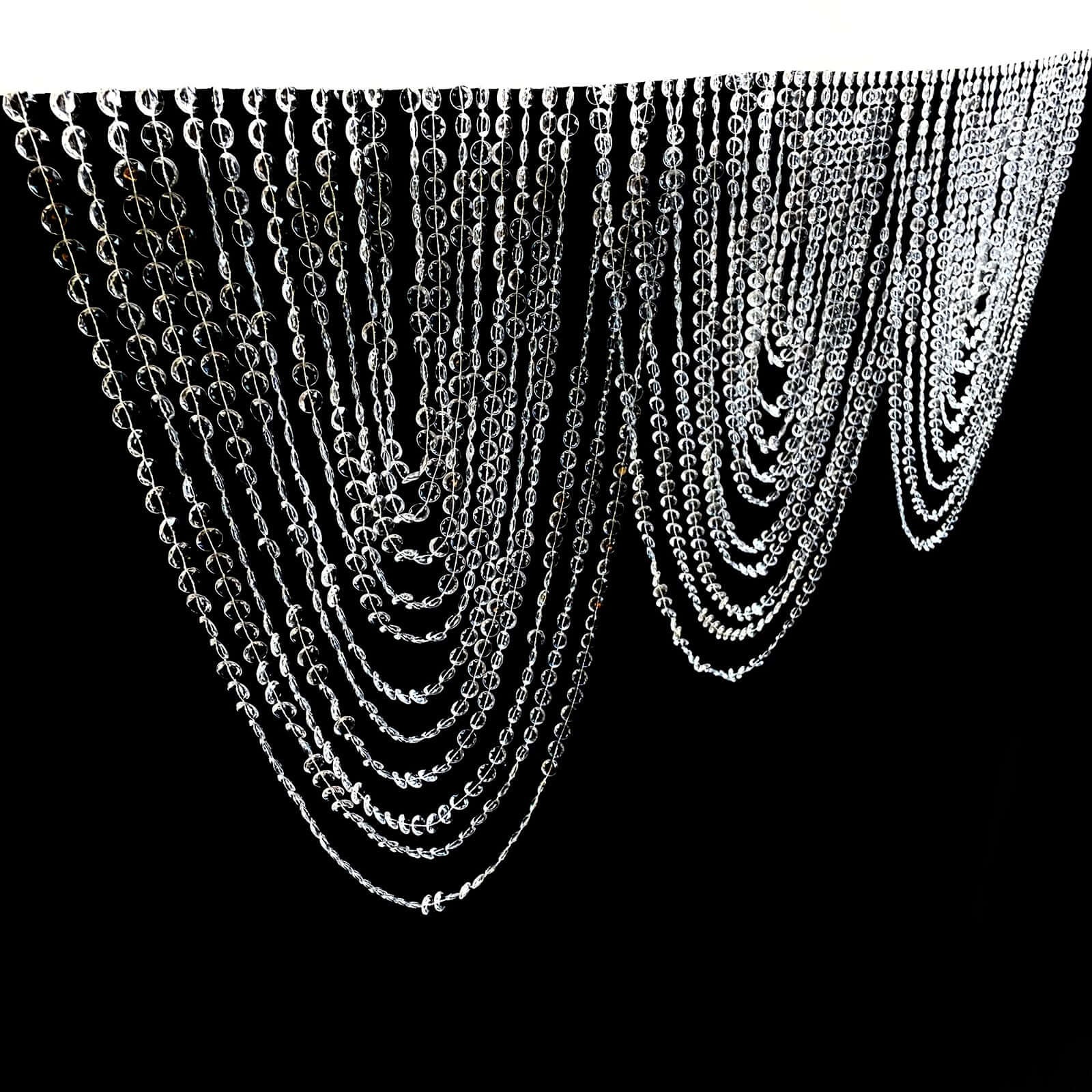 Balsa Circle 2 Clear Acrylic Crystal Beaded Doorway Curtains Valance Fabric Top Rod Pocket Party Decorations