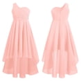 thumbnail image 5 of vastwit One Shoulder Flower Girl Dress Junior Kids High-Low Chiffon Wedding Party Bridesmaid Formal Gown Pink-A 8, 5 of 6