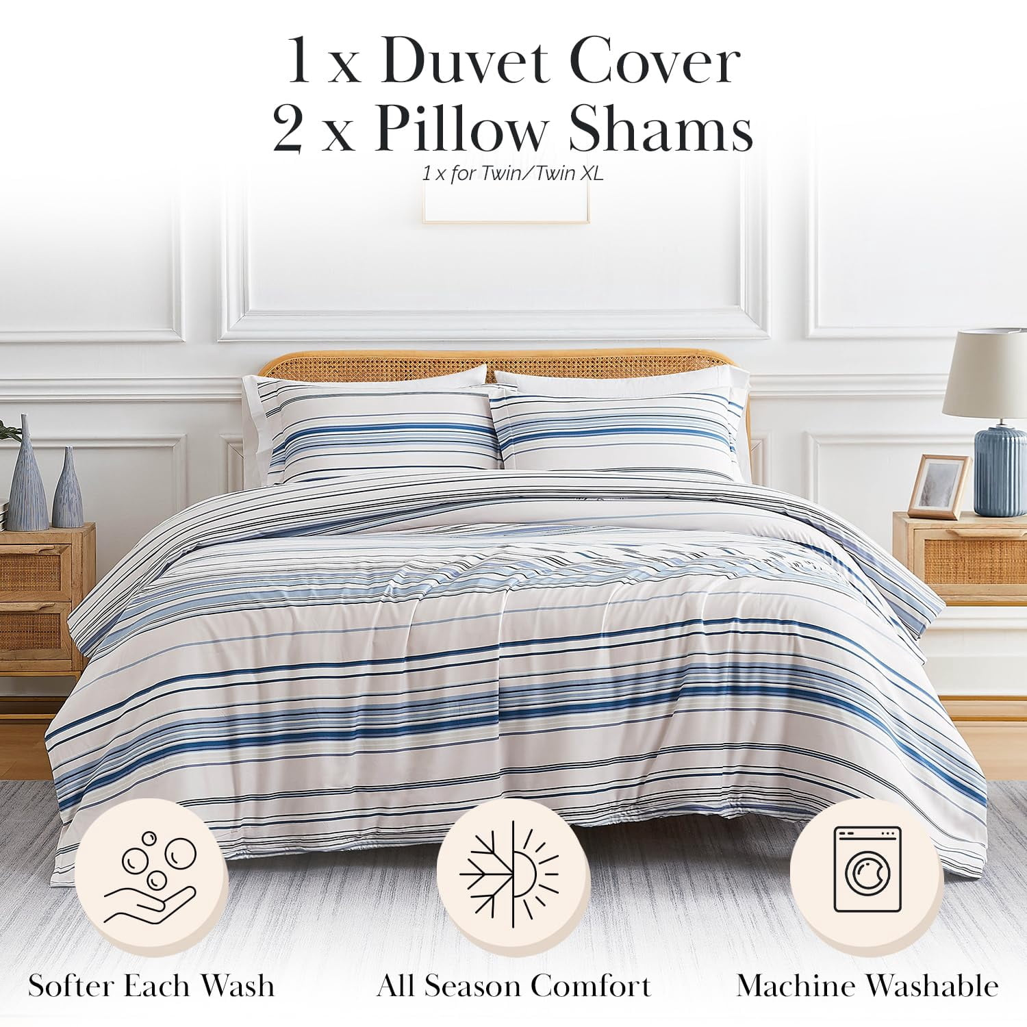 Coastal Stripes Reversible Duvet Cover Set