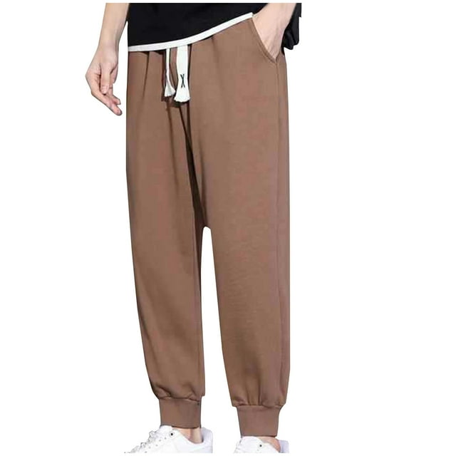 AherBiu Plus Size Joggers for Men Drawstring Elastic Waisted Relaxed Fitted Trousers with Pockets Fall Fashion Casual Pants