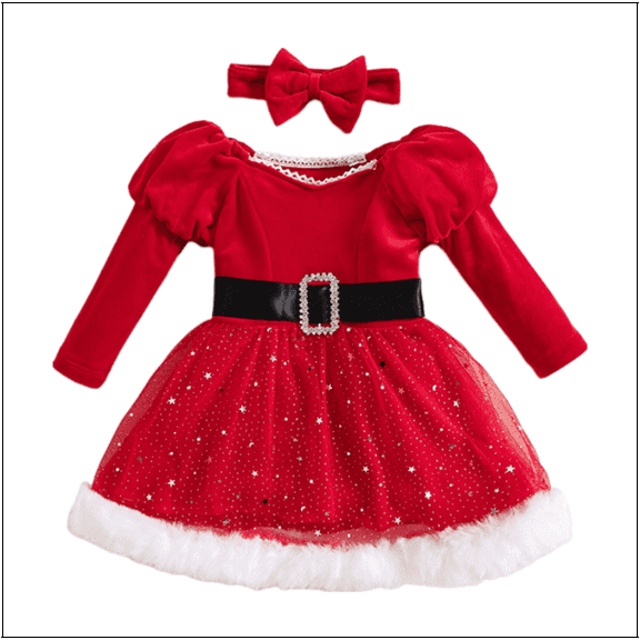 LWNYDPLSD Christmas Dress 12-18 Months Girl Little Girl Christmas Dresses Girls Christmas Plaid Classy Wedding Guest Dresses Girl Outfit Thanksgiving, Red 18-24 Months