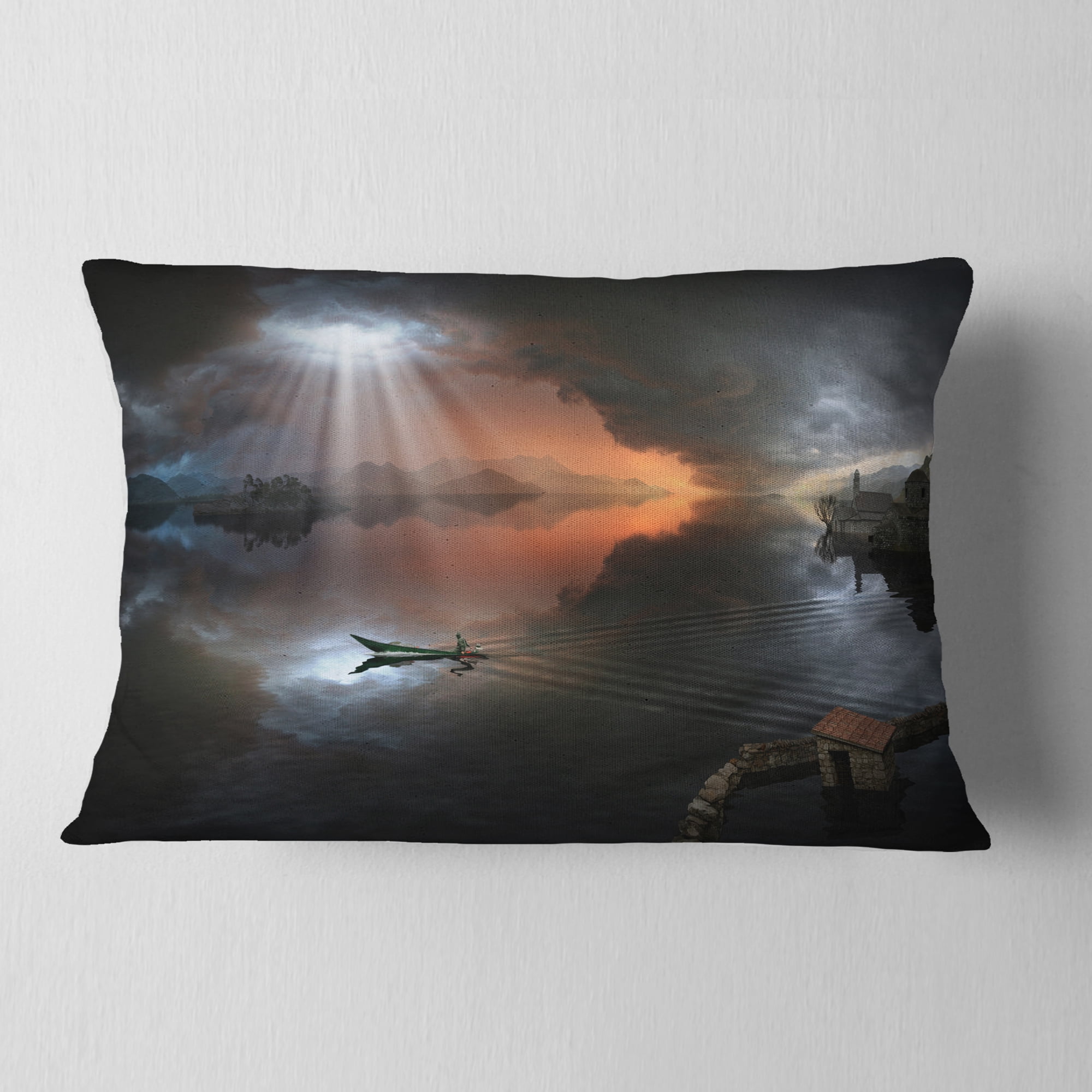 Designart High Water Photo Collage - Seascape Throw Pillow - 12x20