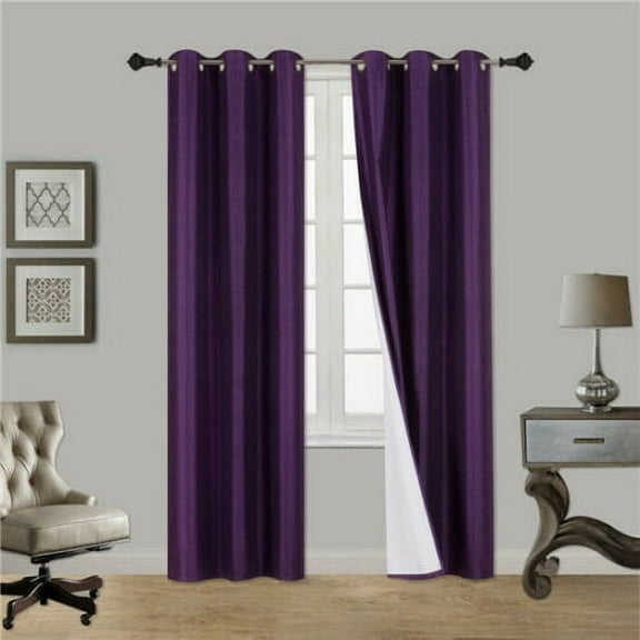 NOA 1 Panel Thermal with Foam Lined 100% Blackout Window Curtain Drapes Silver Grommets Color Purple size 63" Length