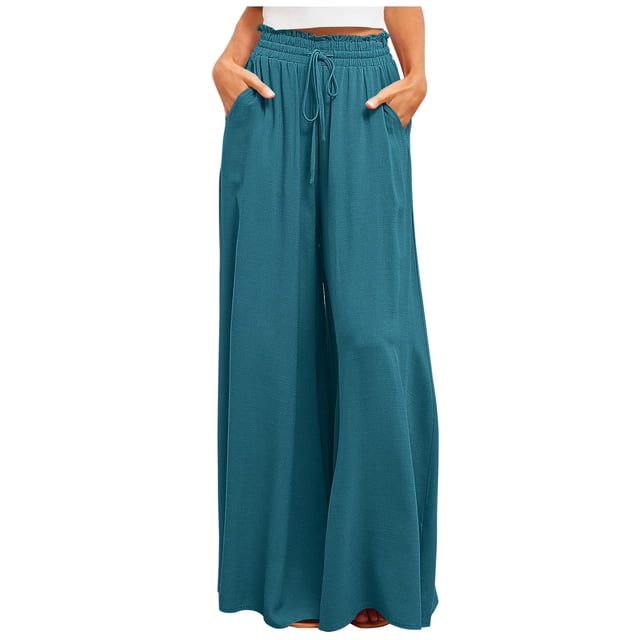Birdeem Womens Fashion Summer Solid Casual Button Pocket Elastic Waist Long Pants