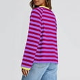thumbnail image 5 of Long Sleeve Shirts for Women Casual Loose Crew Neck Color Block Striped Pullover 2025 Trendy Fall Soft Comfy Tops,Purple,L, 5 of 5
