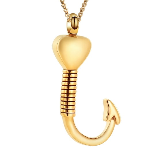 Heart-Shape Fish Hook Cremation Jewelry Ashes Urn Necklace Ashes Fish Hook Memorial Pendant Stainless Steel Waterproof Urn Pendant