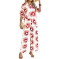 thumbnail image 2 of Conjunto de 2 Piezas de Chándal de Verano para Playa con Camisa de Corta y Botones para Mujer, Top Estampado, Pantalones Cortos de Descanso Girasol S, 2 of 9