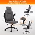 thumbnail image 4 of GASEE Leather Office Chair, Big and Tall Office Chair 400LBS Wide Seat Ergonomic Computer Desk Chair High Back Executive Leather Chair Adjustable Task Chair Lumbar Back with 1-Year Warranty, Grey, 4 of 12