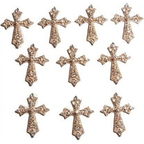 10 Rose Gold filigree cross diamante embellishment approx 3.3cm x 2.75