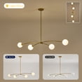 thumbnail image 3 of Modern Gold Sputnik Chandelier L51” Mid Century 4 Lights Milk Glass Globe Ceiling Pendant Light Fixture Contemporary for Kitchen Island Dining Room Bar Bedroom Home Office, 3 of 6