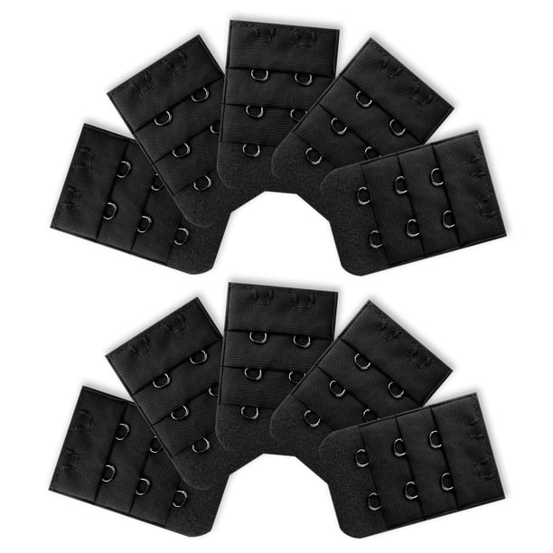 EXTENSOR DE SOSTÉN PARA MUJERES INSPIRE CHIC, 3 FILAS, 2 GANCHOS, ADAPTADOR DE CORREA, NEGRO-3 10