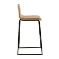 thumbnail image 3 of Mara Contemporary Barstool In Black Steel And Camel Faux Leather - Set Of 2, 3 of 7