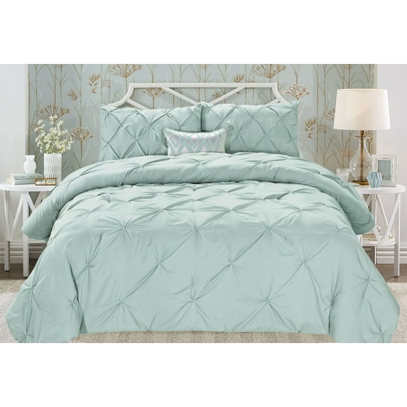 Unique Home Comforter 2 Piece Pinch Pleat Modern Clearance Comforter Set Fade Resistant, Wrinkle Free, No Ironing Necessary, Super Soft (Twin, Misty Blue)