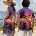 thumbnail image 4 of Yuyamidu Matching Tropical Outfits for Couples Palm Tree Shirt for Men Button Down Shirts Womens Flowy Pleated Tiered Short Dress Beach Luau Vacation Outfits Short Sleeve Aloha Shirts Woman XL, 4 of 6