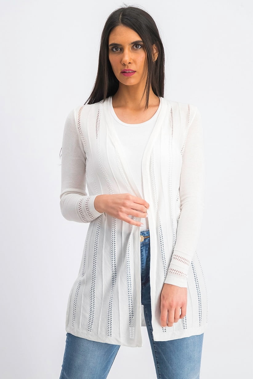 Pointelle Duster Cardigan Beige 