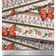 thumbnail image 2 of Soimoi Tissu en Poly Georgette Vert Patchwork Floral et Insectes au Mètre 42 Pouces de Large, 2 of 3