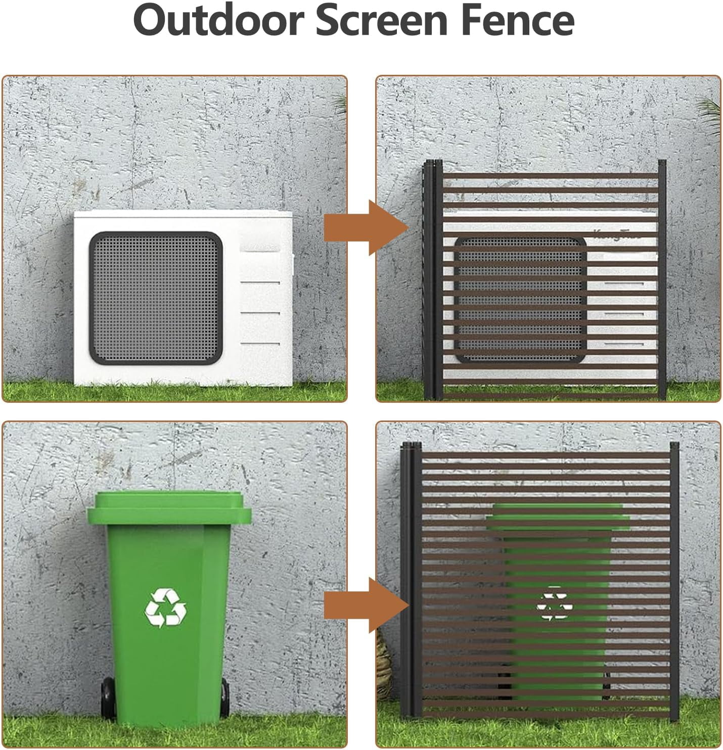 QinaQin 48x 106 Inch 3-Panel Metal Privacy Fence Panels,No-Dig Outdoor Fence,Rustproof Decorative Screen for Garden & Yard,Brown