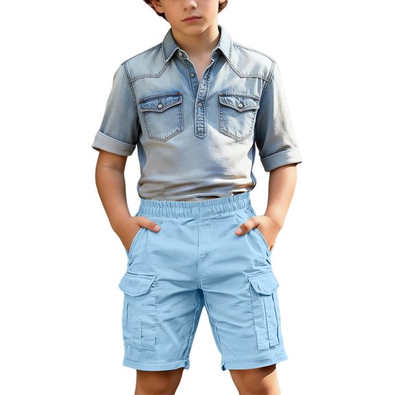 XXWXYD Boys Cargo Shorts Teen Boys Cargo Athleti𝖼 Shorts Elastic Waist Cotton Bermud𝖺 Shorts with Pockets Kids Baggy Casual Wide Leg Summer Clothes
