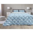thumbnail image 1 of Nautical Comforter & Sham Bedding Set, Abstract Pattern of Sea Waves Blue Toned Curved Stripes Composition, 3 pcs Duvet Set Microfiber Filling Quilt, 5 Sizes, Pale Blue White Blue, by Ambesonne, 1 of 4
