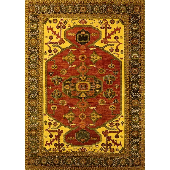 Ahgly Company Indoor Rectangle Persian Yellow Traditional Area Rugs, 7' x 10'